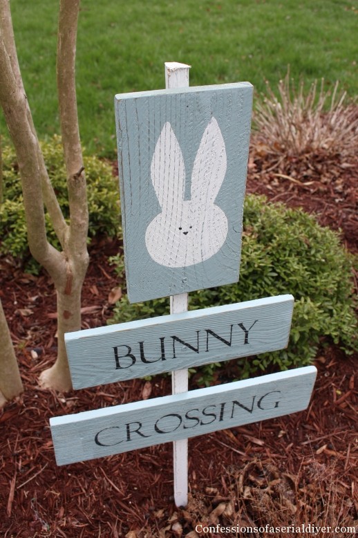 Rustic Reclaimed Wood Bunny Crossing Sign