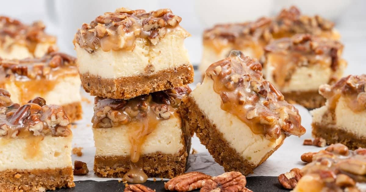 Autumn Pecan Caramel Cheesecake Squares