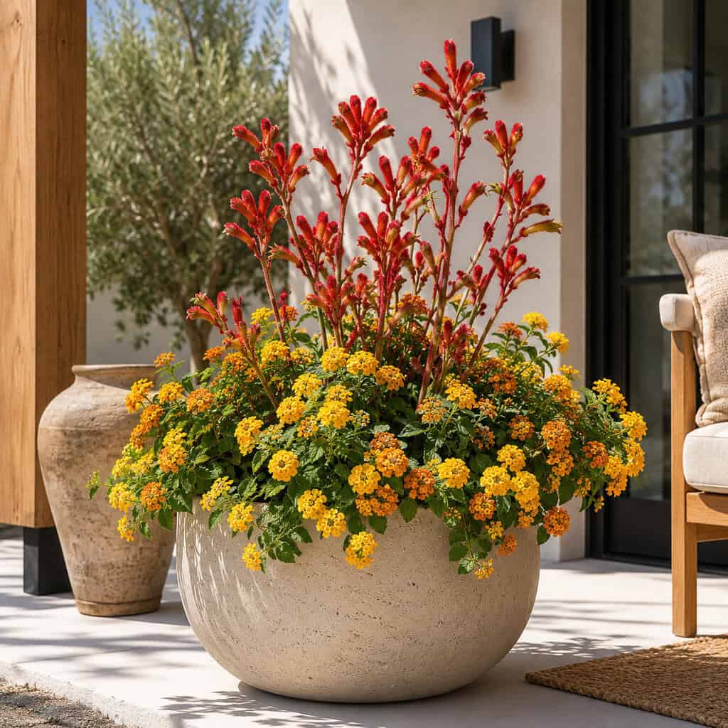 Architectural Kangaroo Paw with Yellow Lantana