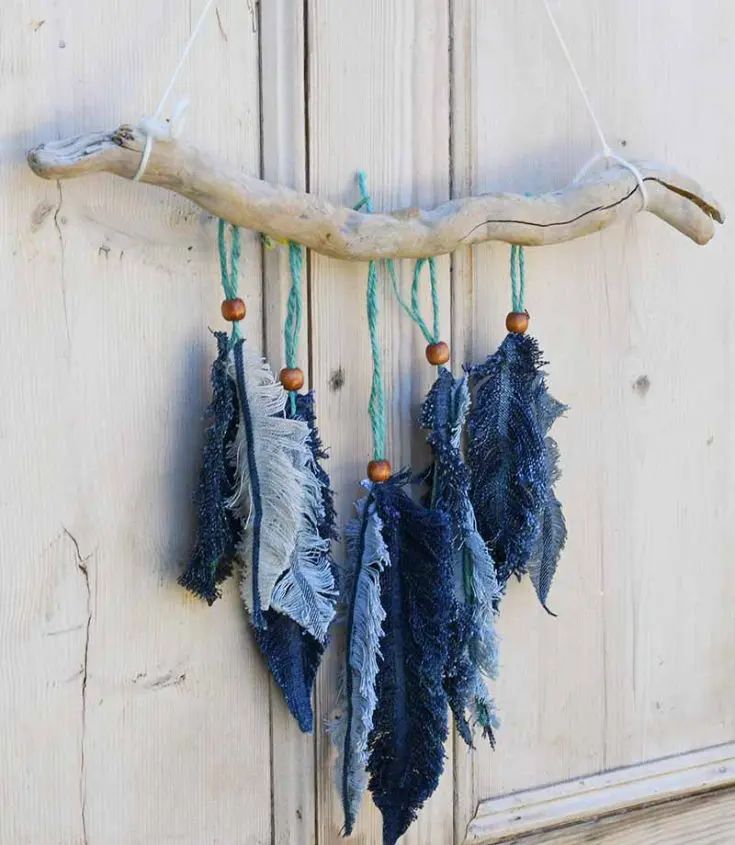 Upcycled Denim Feather Art for a Cozy Boho Vibe