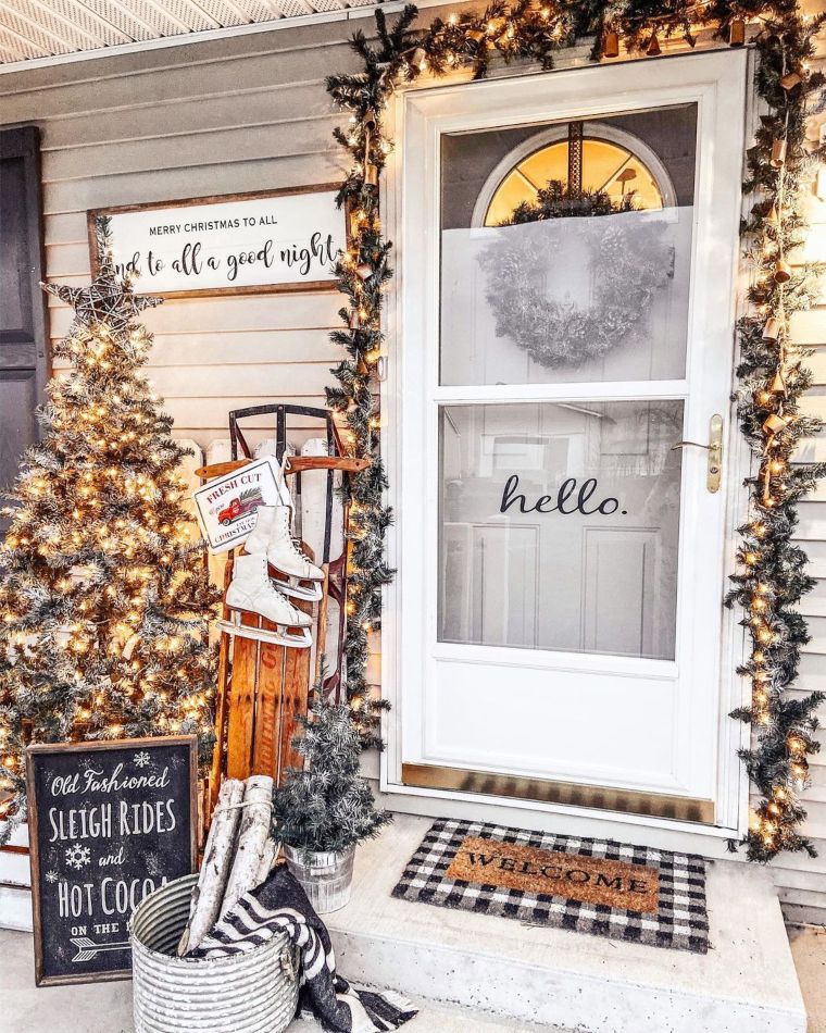 Monochrome Magic: A Timeless Black & White Holiday Entrance
