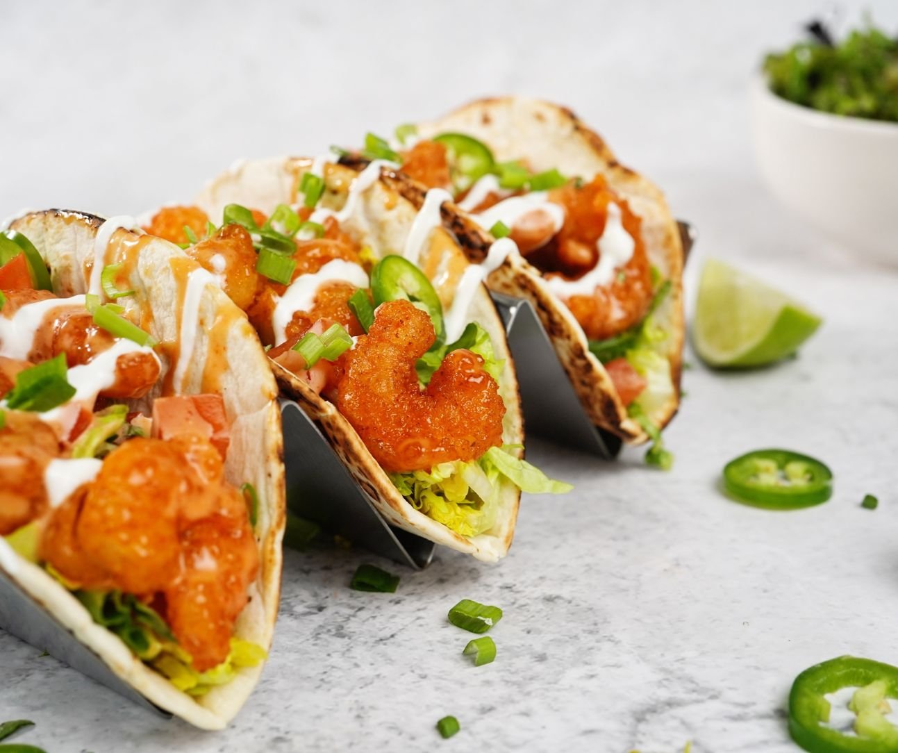 Crispy Bang Bang Shrimp Tacos
