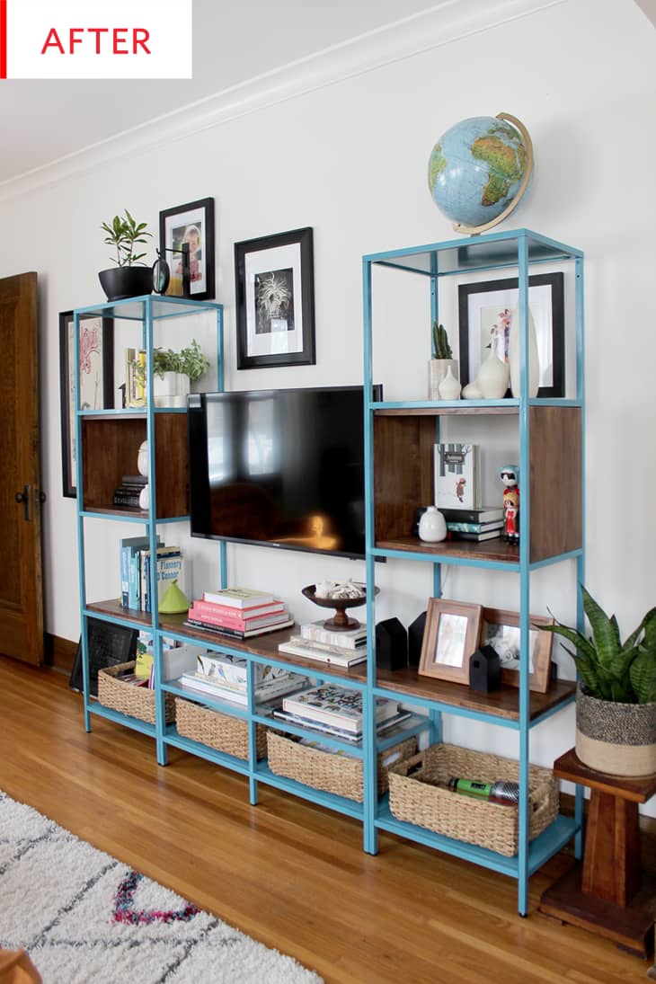 Combine Two Shelves Side-by-Side for an Expansive TV Console