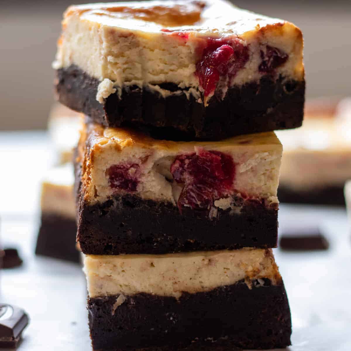 Cranberry-Maple Marble Cheesecake Brownie Bars