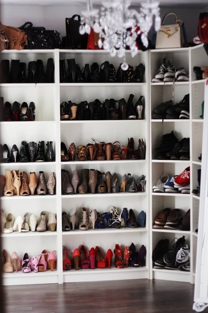 Floor-to-Ceiling Shoe Shelves Using the IKEA Billy Bookcase