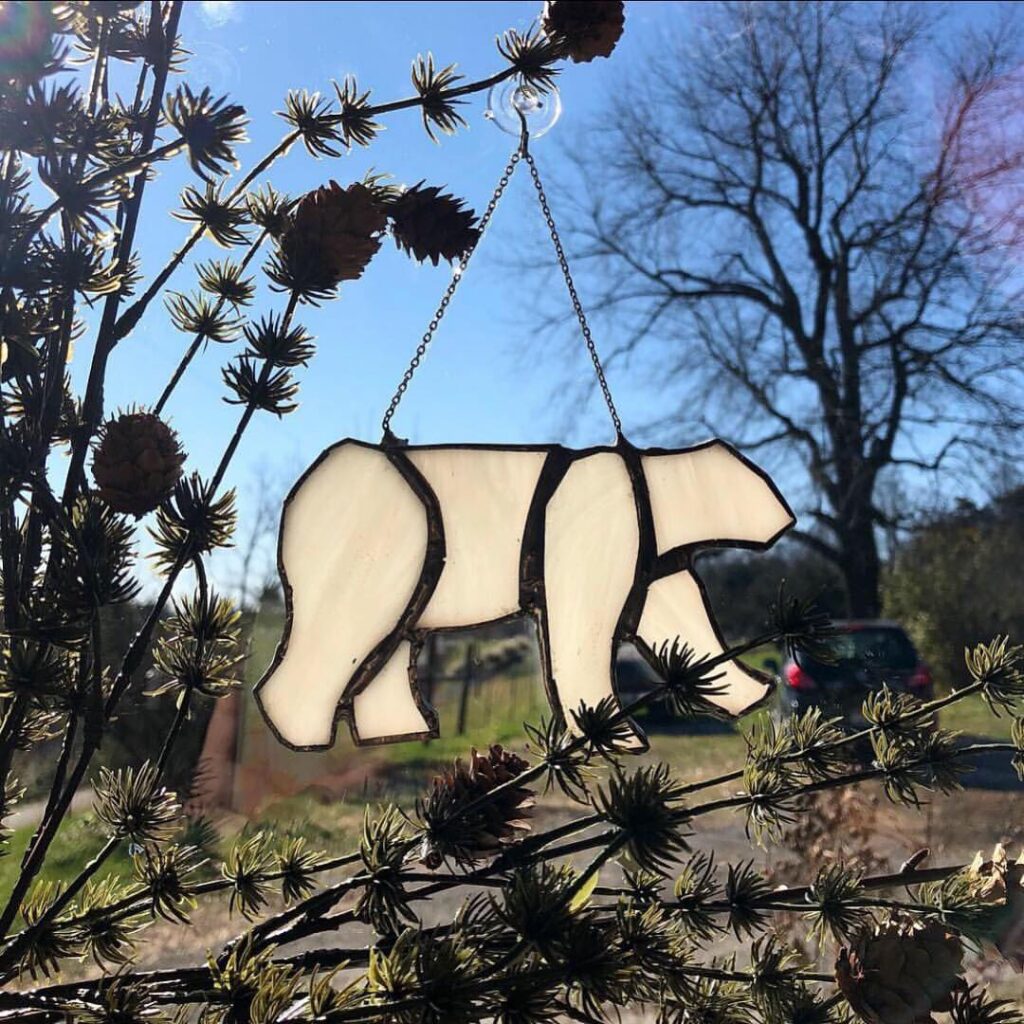 Glowing Winter Bear Window Art
