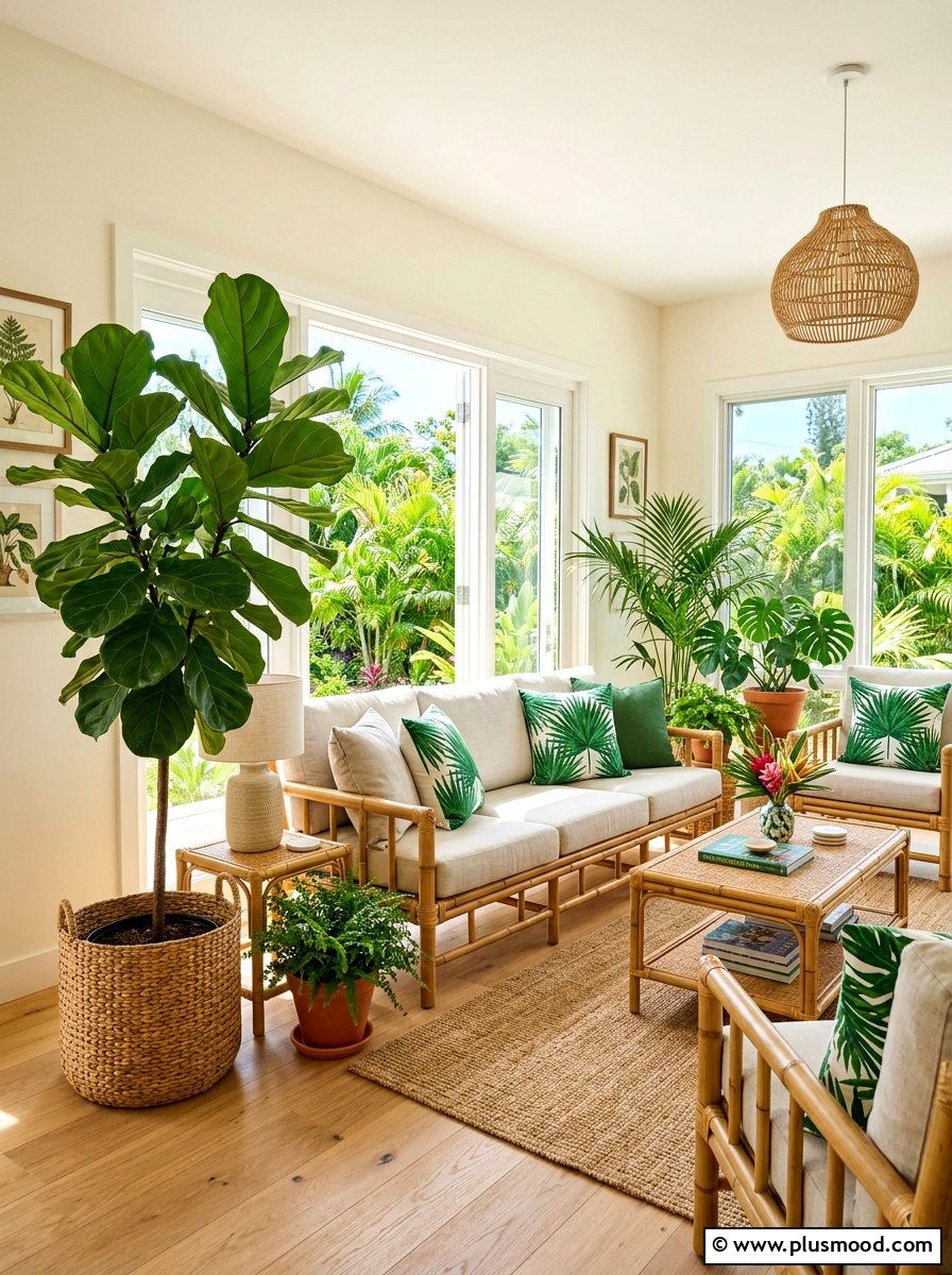 Lush Palm Vibes for a Breezy Living Room