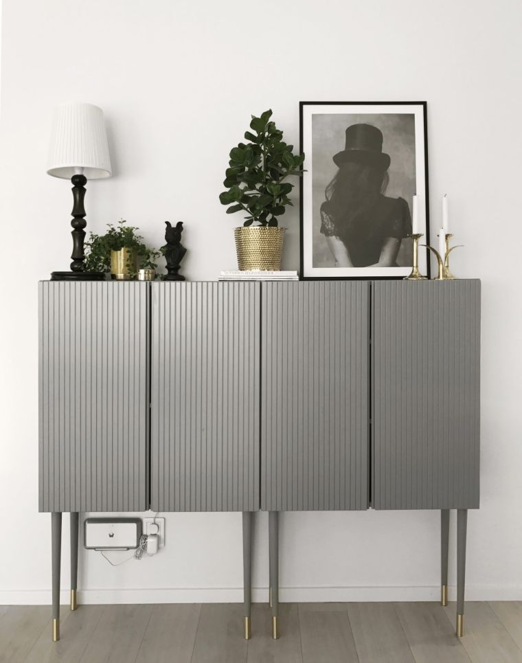 Grey Minimalist Ribbed Shelving