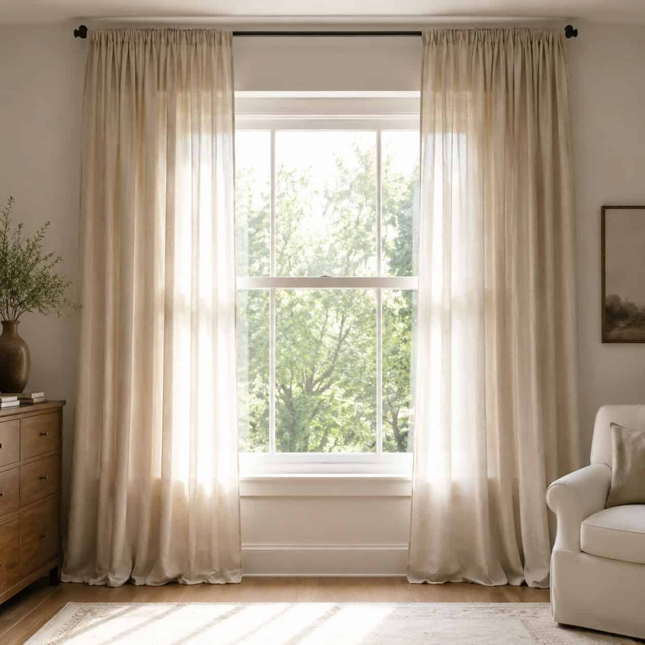 Hang Curtains High and Wide to Visually Expand Windows