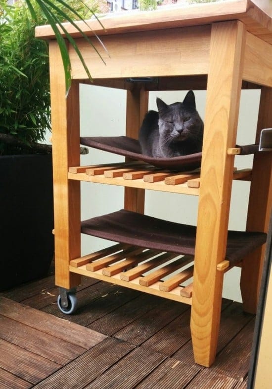 Rolling BEKVÄM Two-Tier Cat Lounger — DIY IKEA Hack
