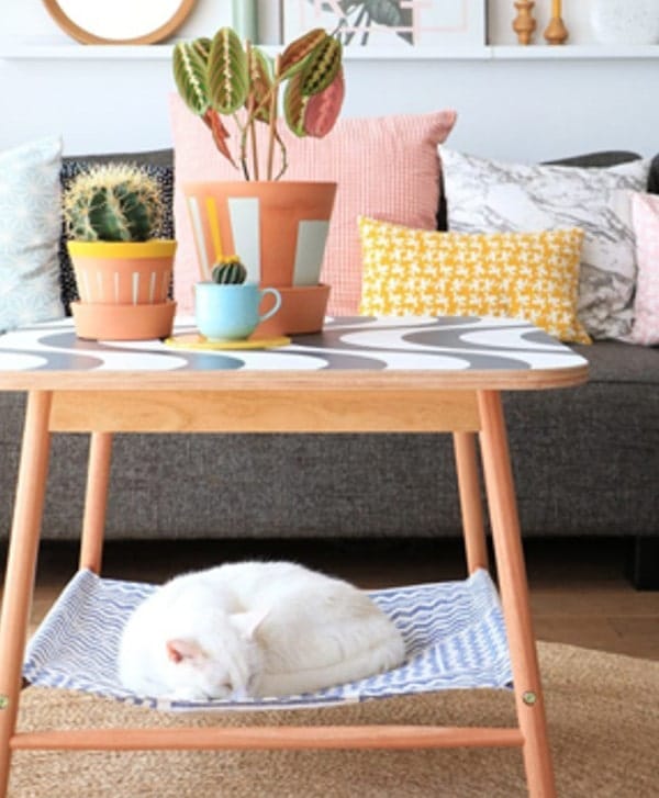 IKEA Nesting-Table Hammock: A Chic Cat Perch for Your Living Room