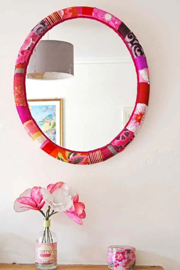 Fabric-Wrapped Mirror Frame