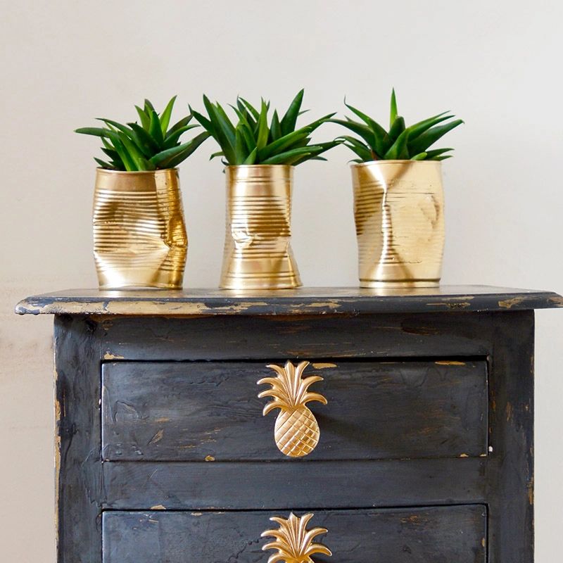 Upcycled Gold Tin Can Planters