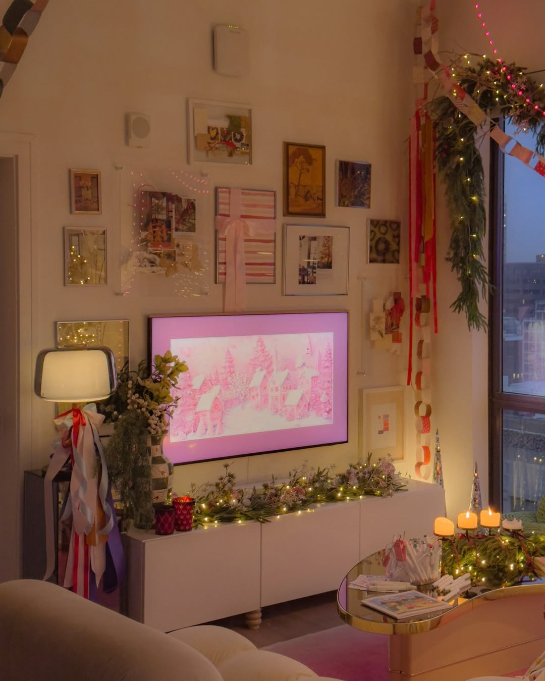 Use Blush and Ribbon for a Modern Holiday Corner
