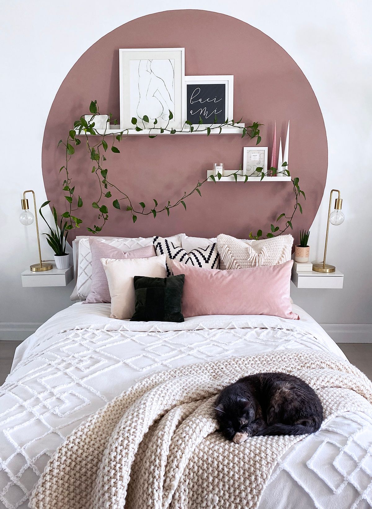 Chic Circular Accent Wall Art Above Bed