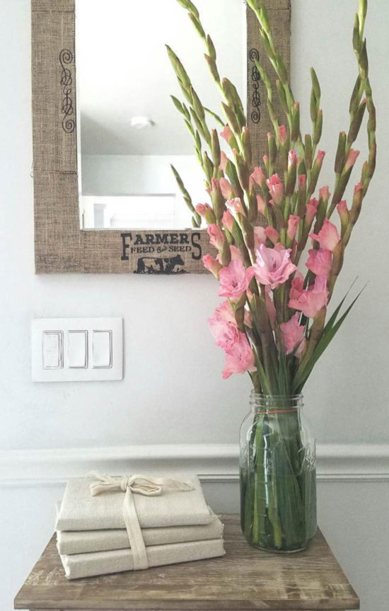 Rustic Elegance: Burlap-Framed Bedroom Mirror