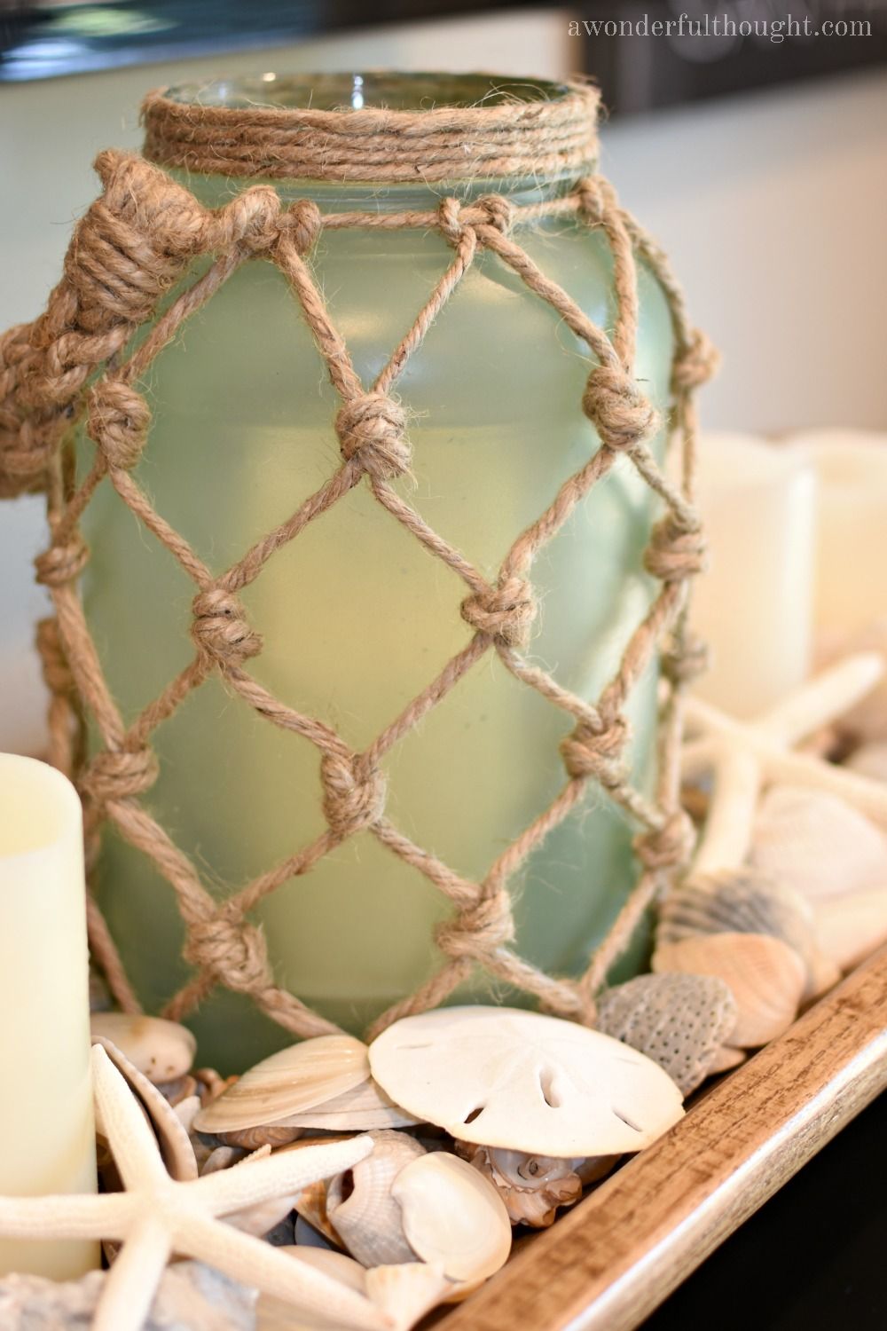 Coastal Charm Sea Glass Lantern