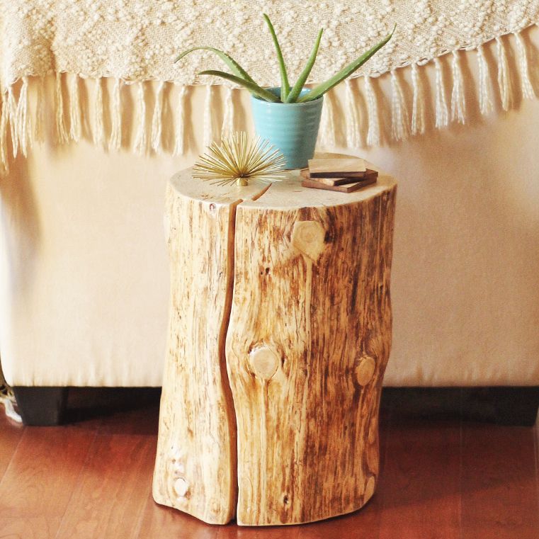Rustic Tree Stump Nightstand