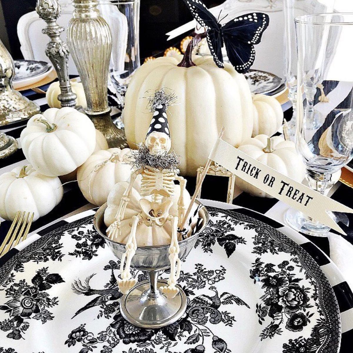 Chic Monochrome Elegance with a Spooky Twist