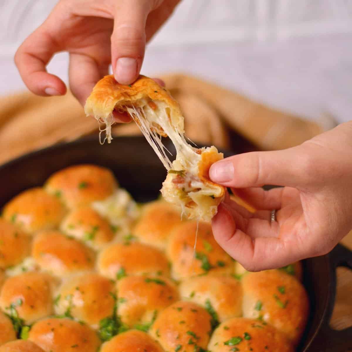 Cheddar-Potato Crostini Bites with Chive Crème