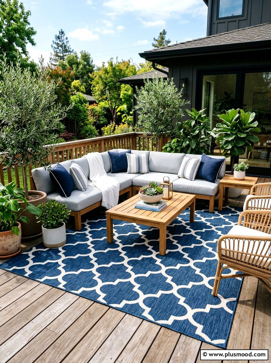 Anchor a Seating Zone With an Outdoor Rug