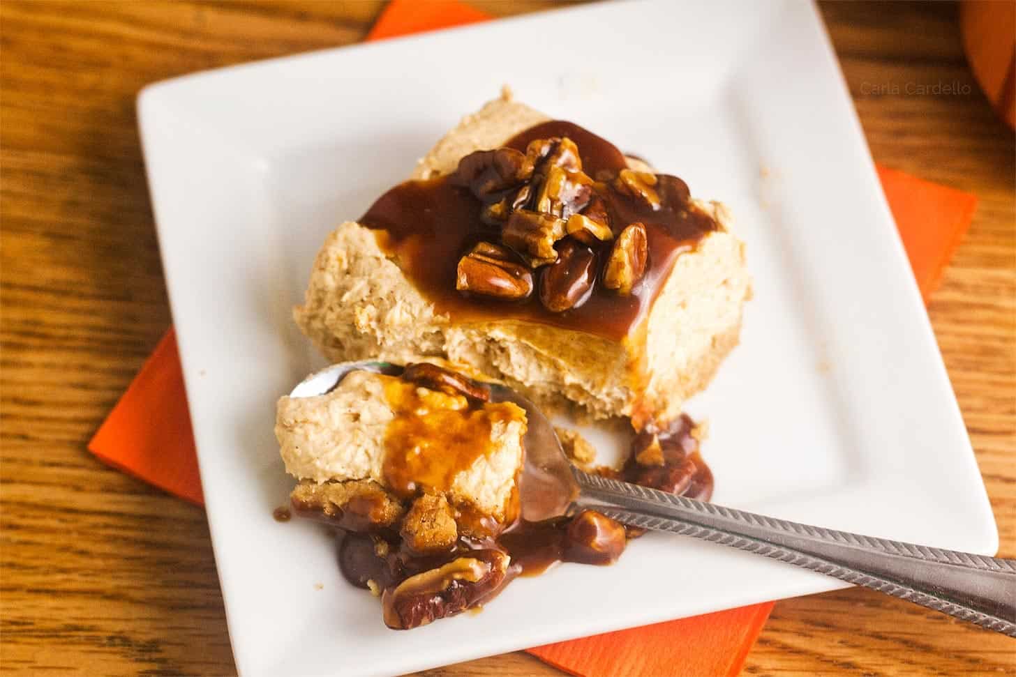 Chilled Spiced Pumpkin Cream Slices With Nutty Praline Drizzle