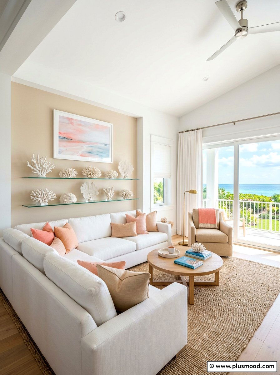 Seaside Elegance: Embrace Coral Accents in Your Living Room