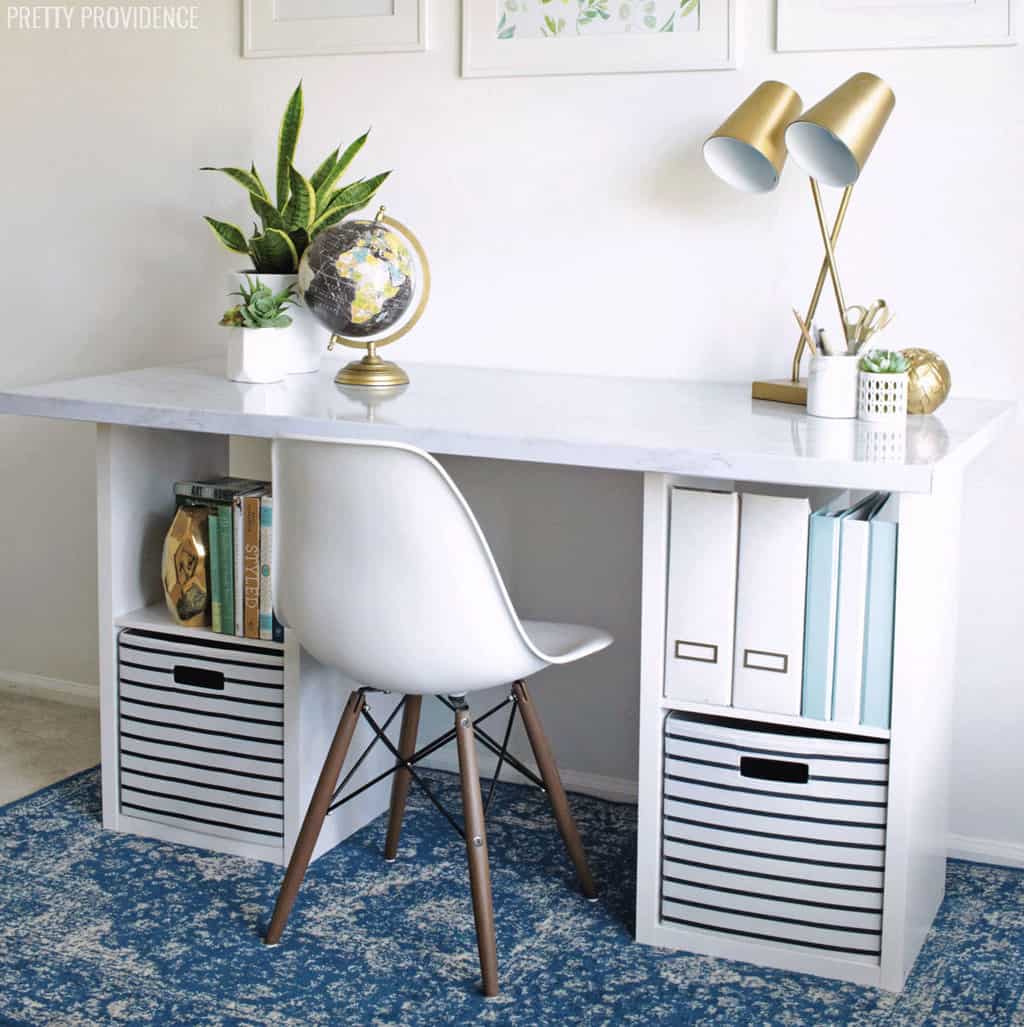 Sleek White Workstation Built on Cube Storage Magic