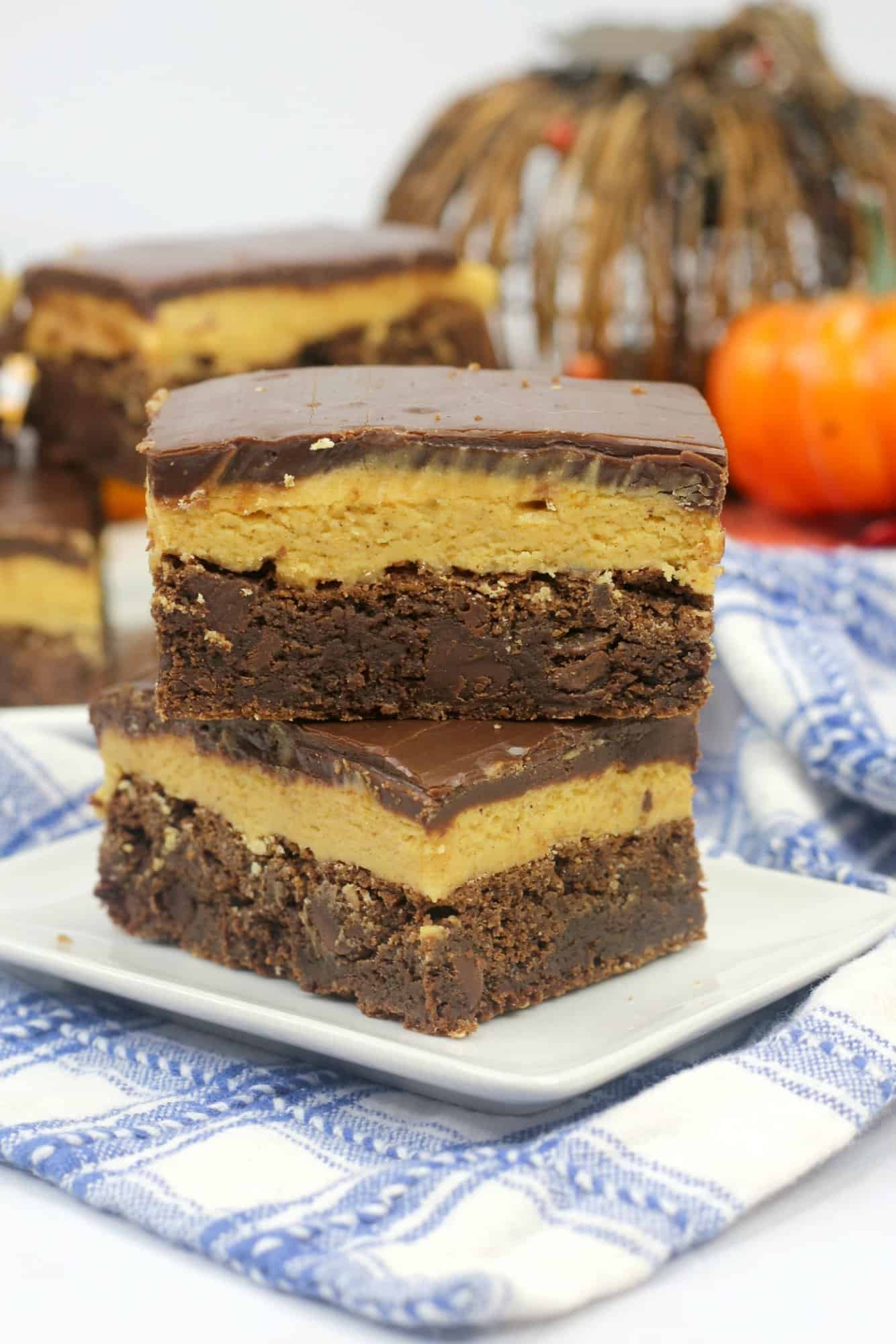 Layered Chocolate Pumpkin Squares With Ganache