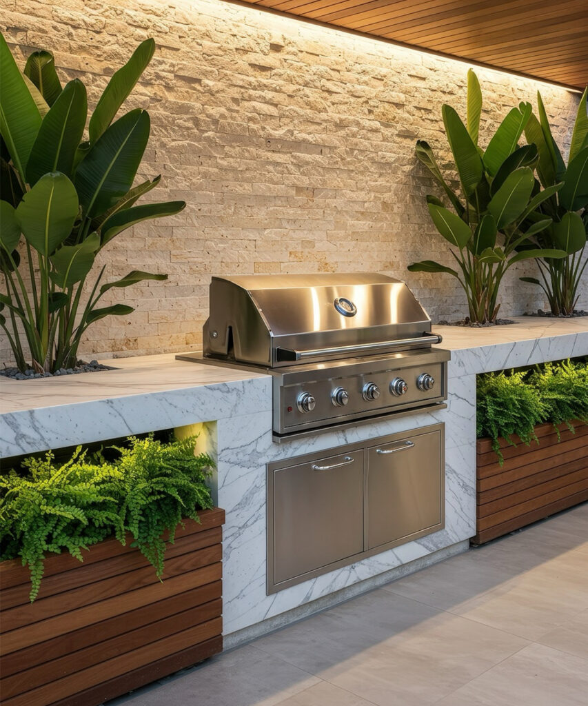 Layer Marble, Planting, and Low Evening Light