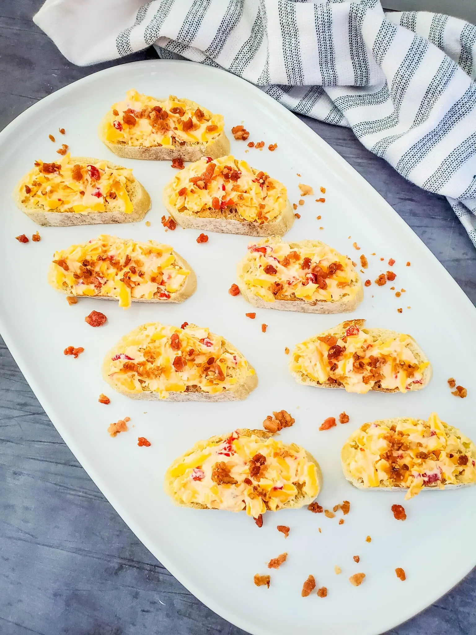 Smoky Pimento-Cheddar Crostini with Crisp Bacon