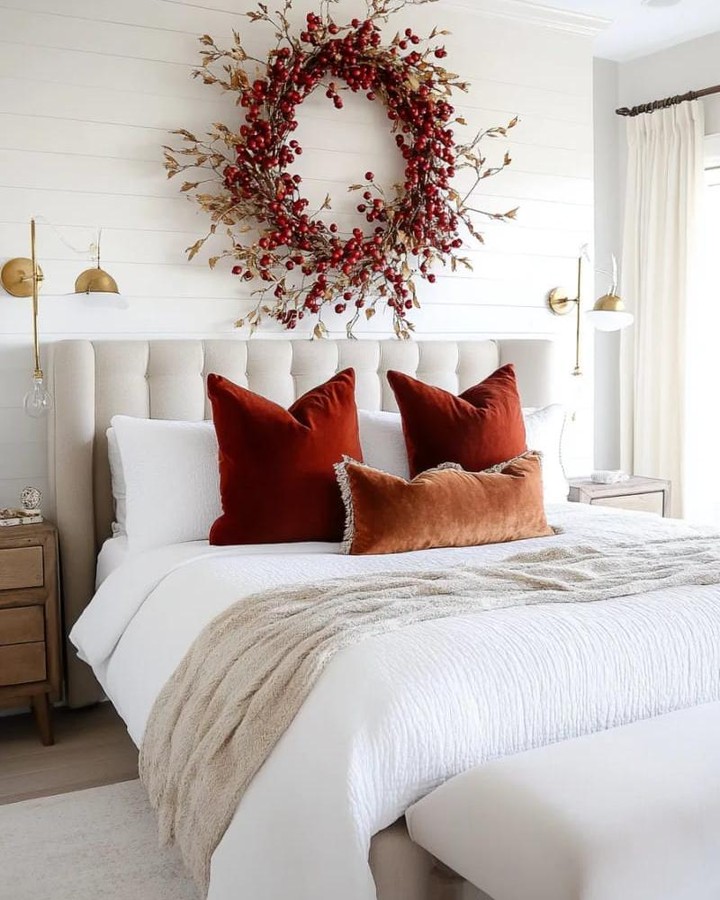 Use One Oversized Wreath in a Minimal Room