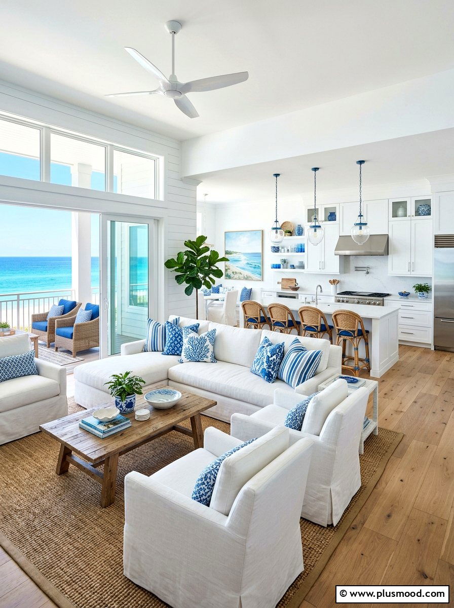 Breezy and Bright: Embracing Open Coastal Living Spaces