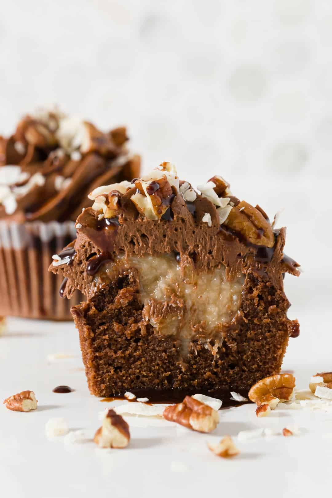 Autumn Coconut-Pecan Cocoa Cupcakes