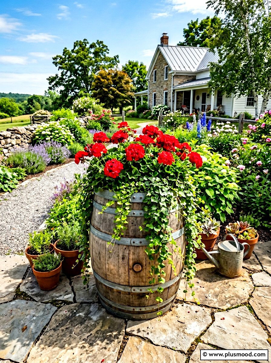 Use a Barrel as a Planting Statement