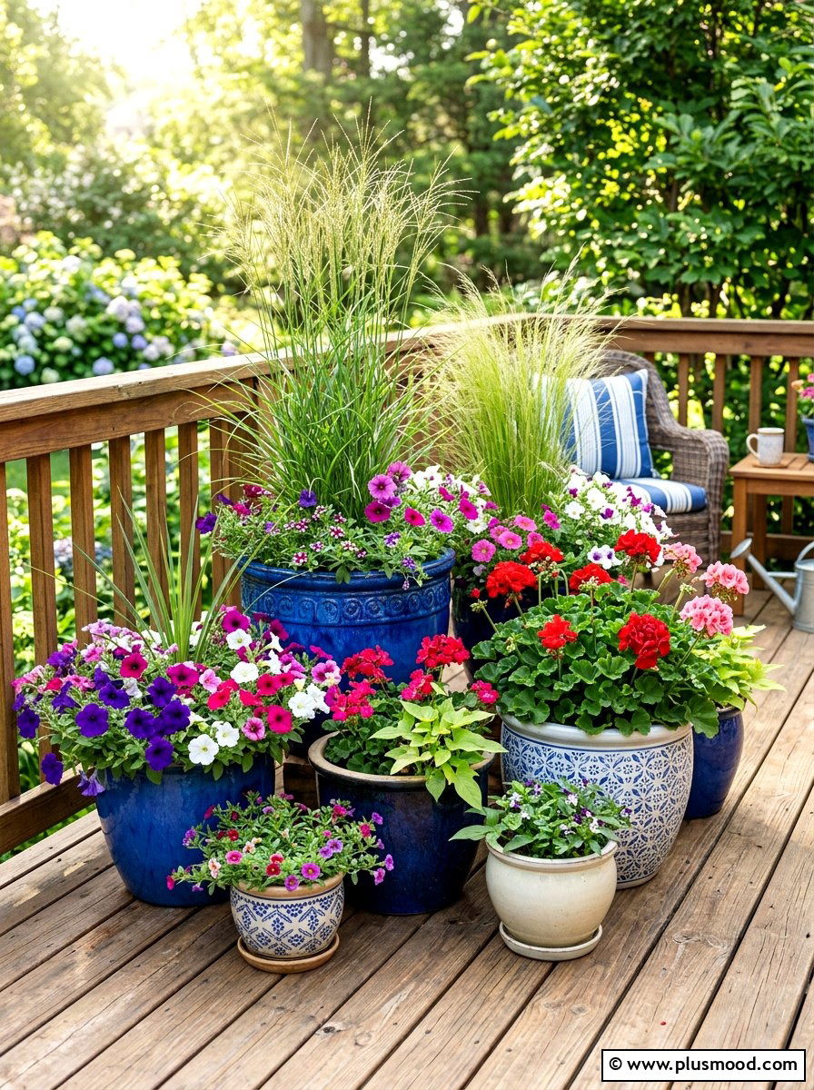 Layer Pots Along a Deck Edge