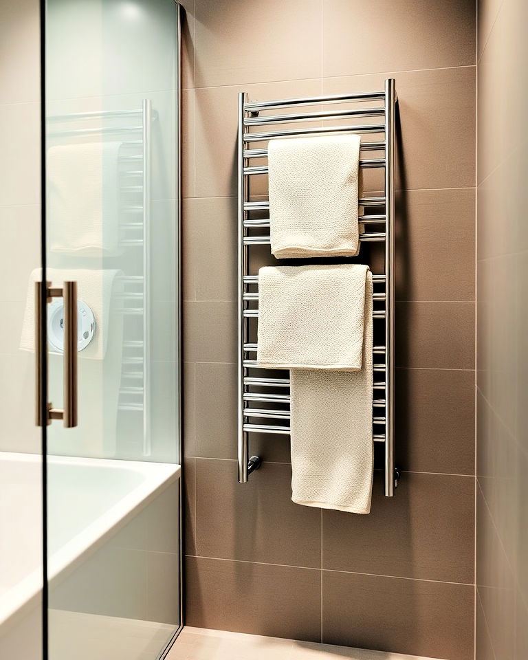 Warm Towels With a Wall-Mounted Rack