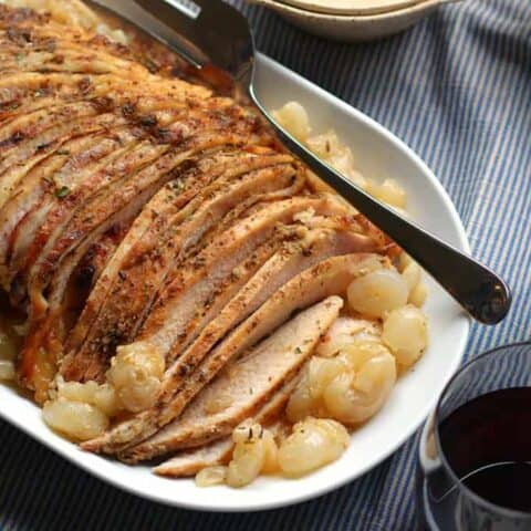 Herb-Scented Crockpot Turkey with Silky Gravy