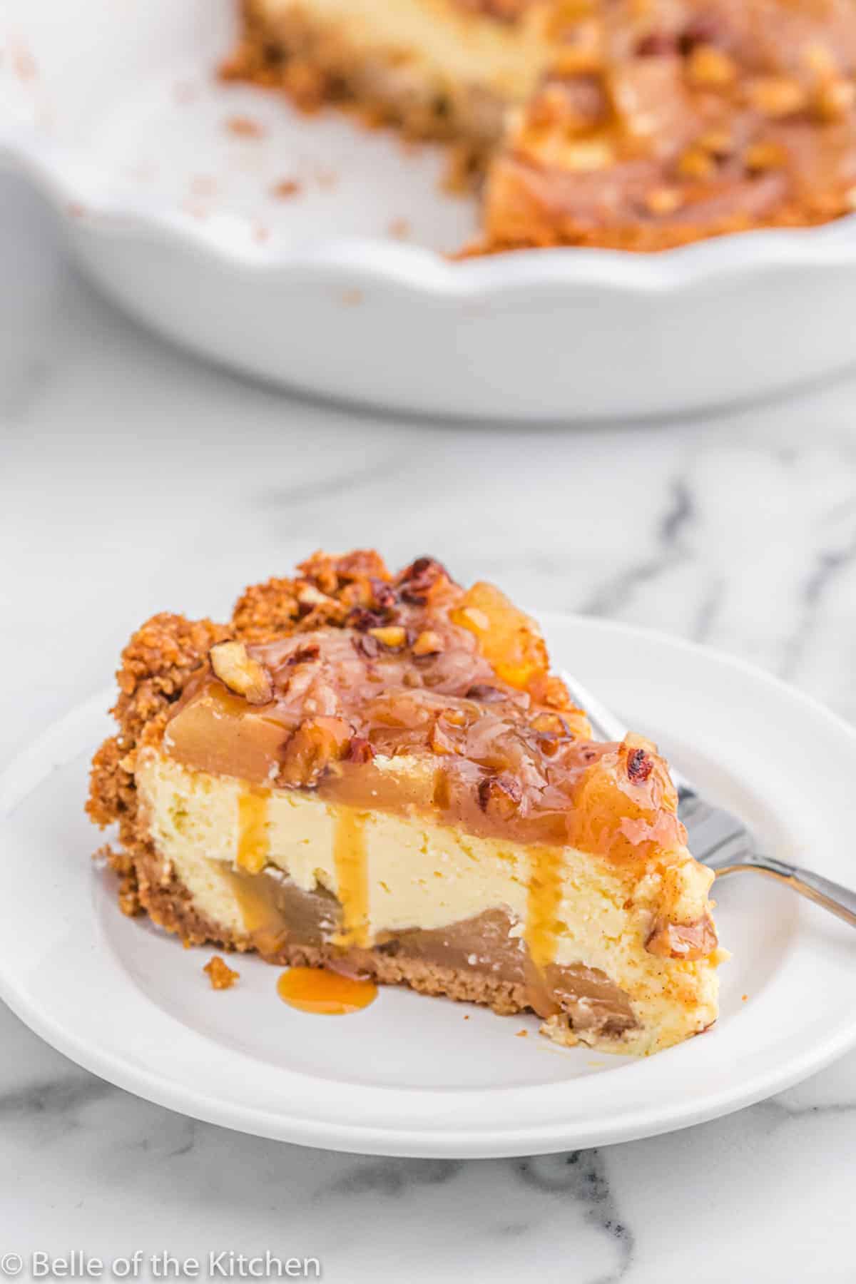 Gingersnap Salted-Caramel Apple Swirl Cheesecake