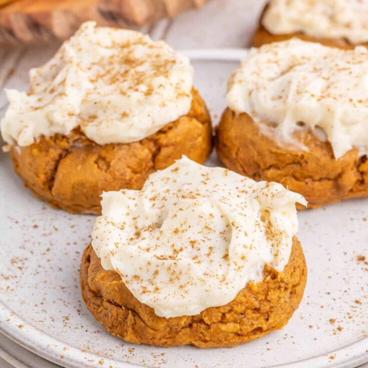 Spiced Pumpkin Drop Cookies with Tangy Cream Cheese Smear