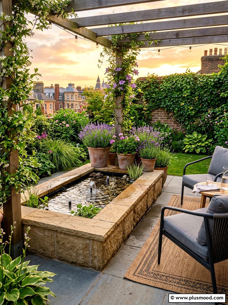 Tuck a Water Feature Beside the Terrace