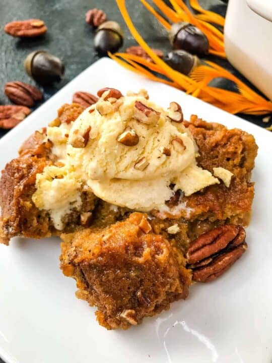 Baked Spiced Autumn Bread Pudding With Creamy Custard