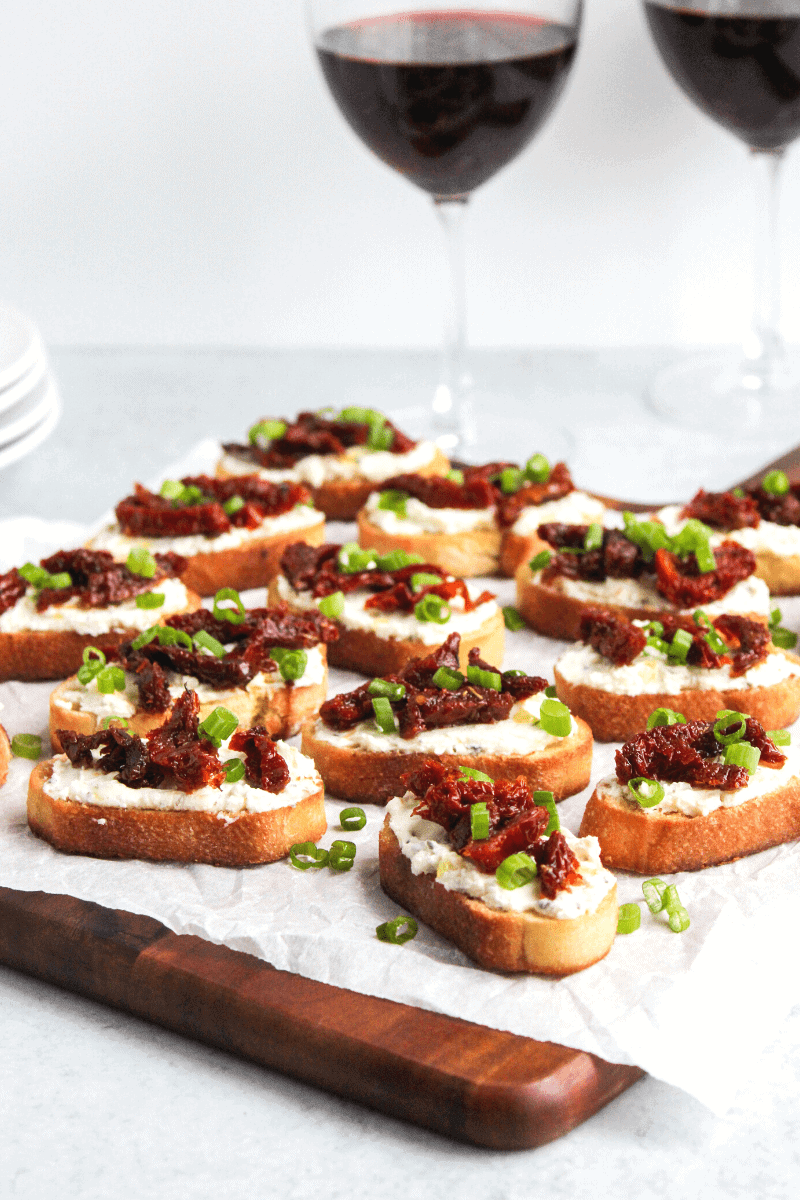 Sunset Spread Crostini with Whipped Ricotta & Tomato Relish