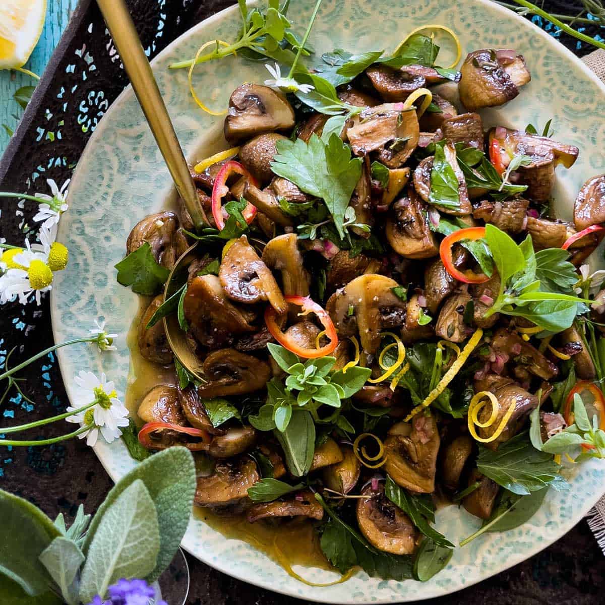 Harvest Pear & Roasted Mushroom Salad with Lemon‑Maple Drizzle