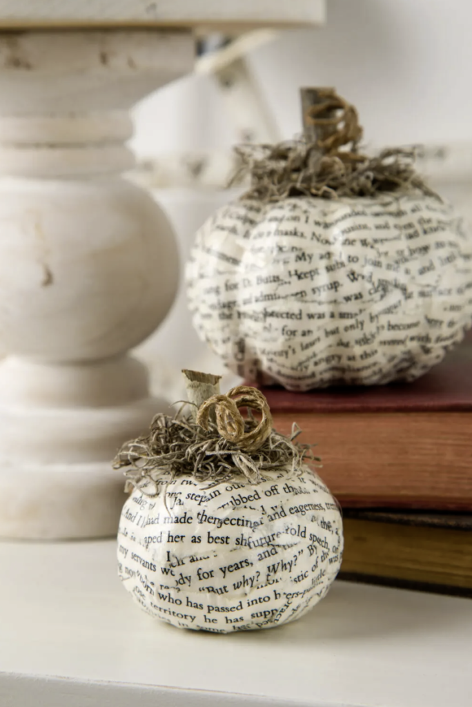 Book Page Decoupage Pumpkin Art
