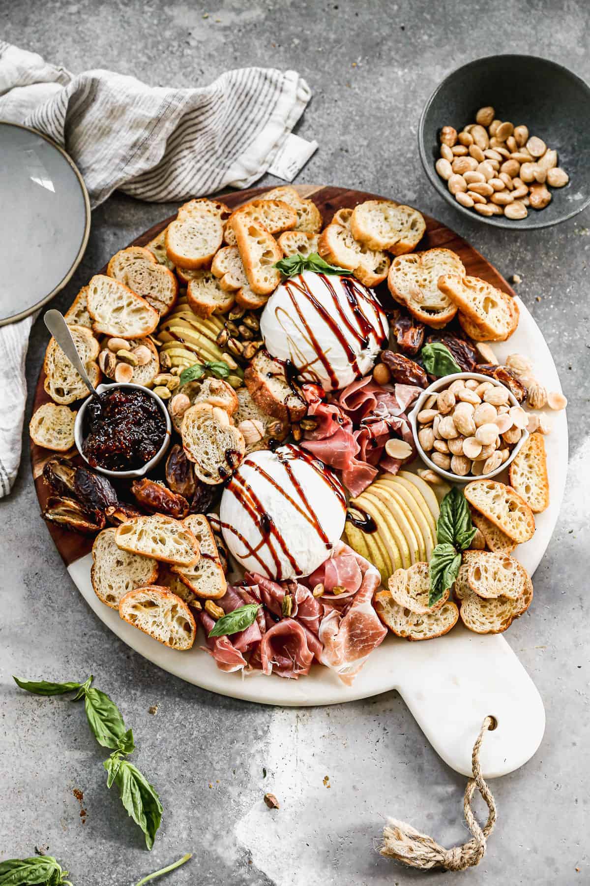 Velvet Burrata Platter with Honeyed Pears and Thyme Crostini
