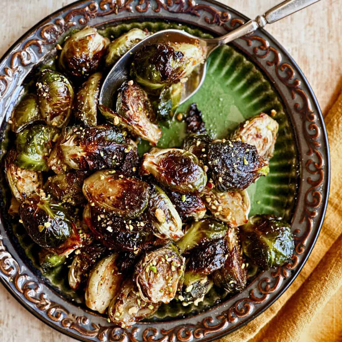 Citrus-Miso Roasted Brussels with Crispy Shallots