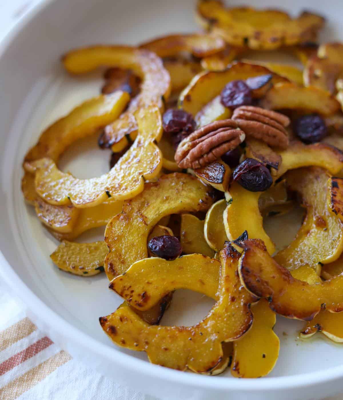 Pan-Glazed Delicata with Maple, Thyme & Pecans