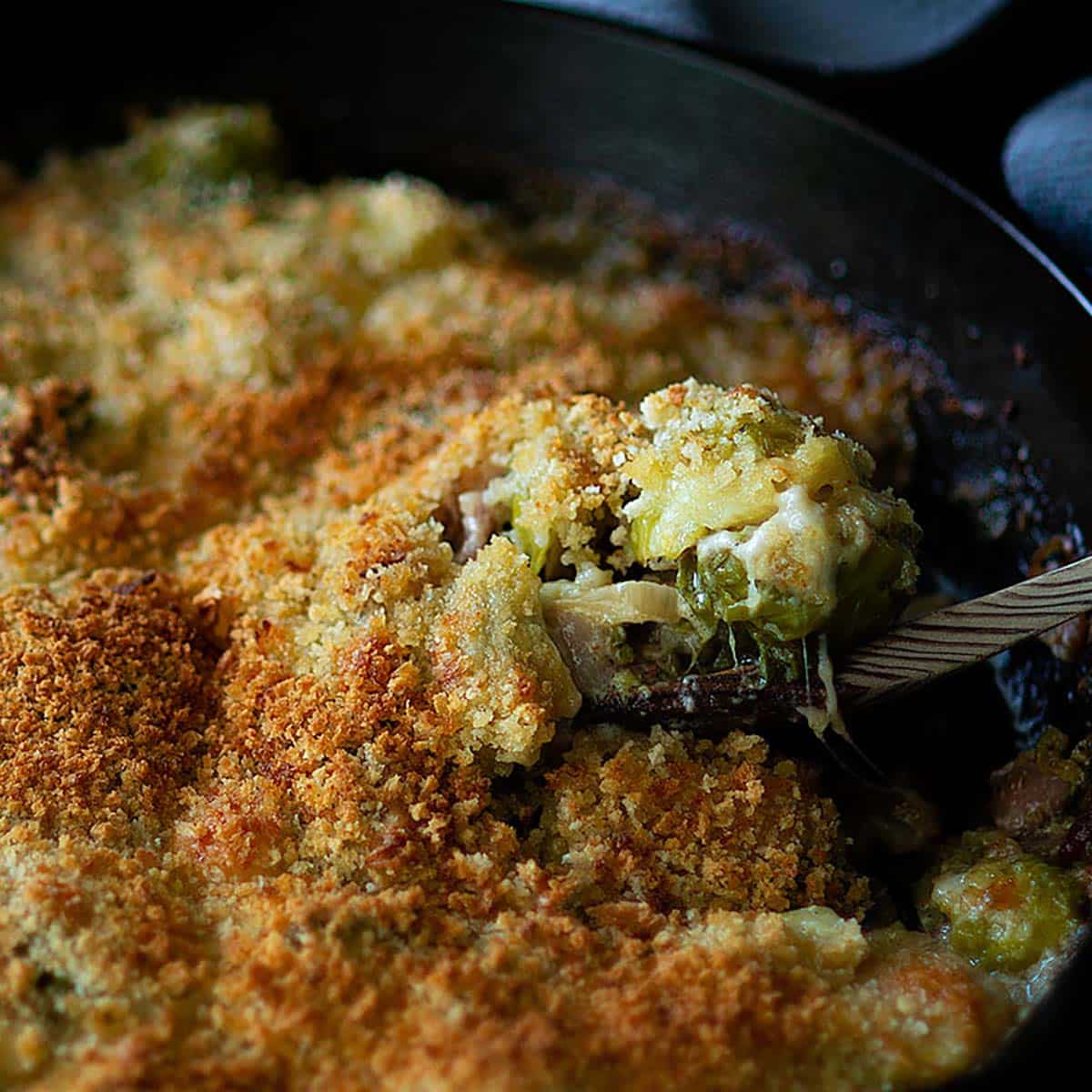 Cheddar-Walnut Brussels Gratin