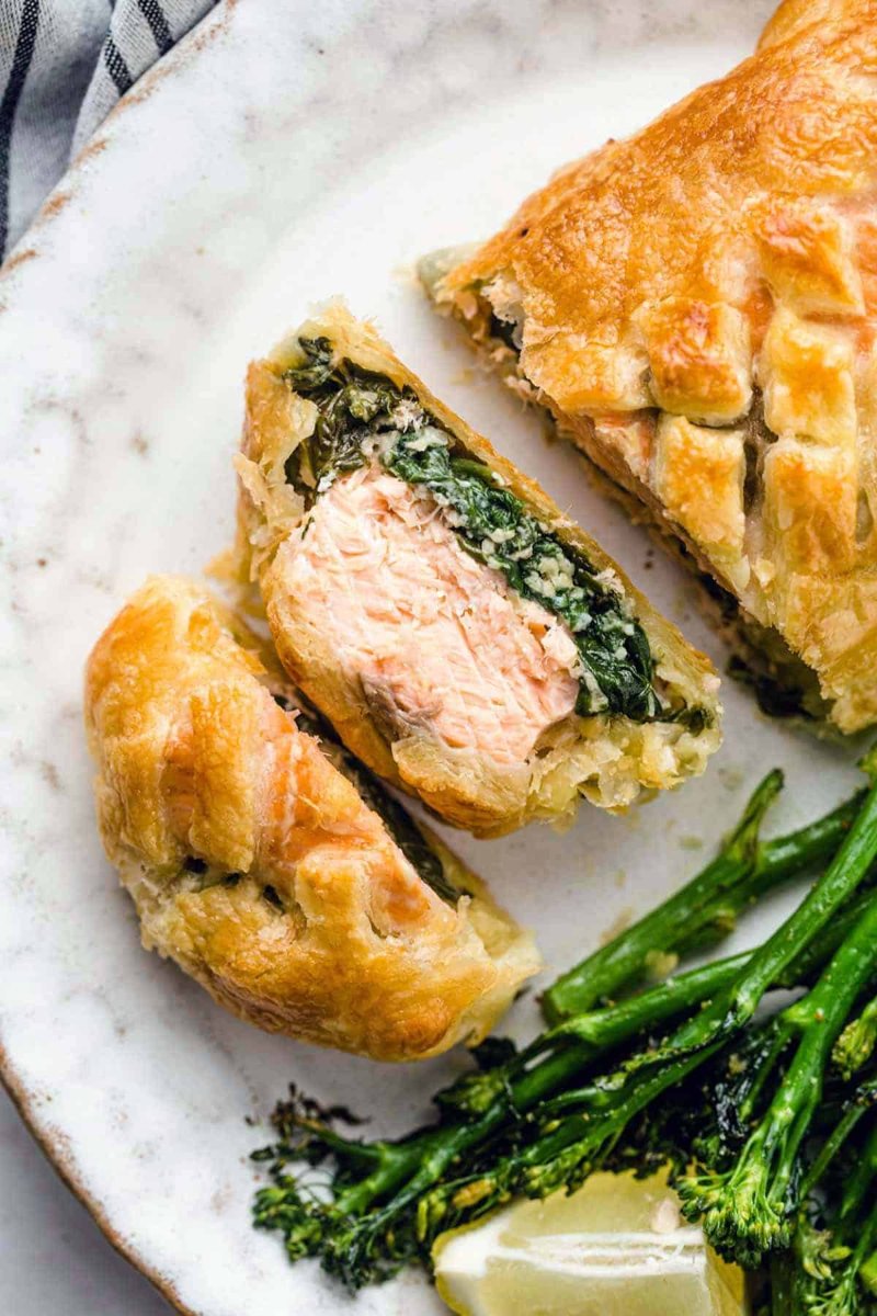 Herbed Salmon En Croute with Wild Mushroom Duxelles